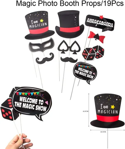 Vista 5 de Suministros para fiesta de cumpleaños de mago con temática de póquer de Las Vegas, globos de látex con temática de casino, pompones de papel