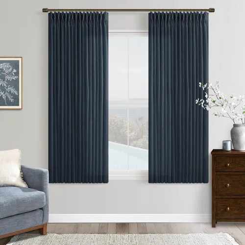 Vista 53 de TWODRAPES Cortinas de Lino Plisadas con Pinza Beige Blancas de 54 Pulgadas de Largo 2 Paneles para Comedor Cocina Dormitorio Plisadas Semi