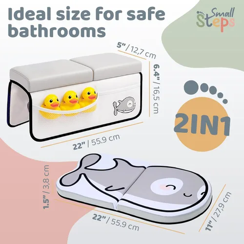 Vista 5 de Small Steps Juego de rodilleras y coderas de baño, almohadilla ergonómica para el baño del bebé con espuma viscoelástica y diseño antideslizante