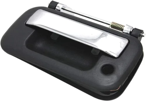 Vista 3 de Manija para puerta trasera Ford F-150 2004-2013 con orificio para llave, bisel negro texturizado con palanca cromada, plástico