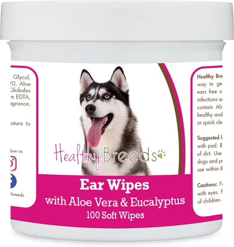 Vista 3 de Healthy Breeds Affenpinscher Toallitas de limpieza de oídos con aloe y eucalipto para perros, 100