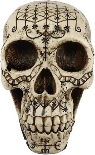 Vista 7 de Ebros Erzulie Freda Veve Haitiano Antiguo Vudú Hechizos de Amor Romance Talismán Tatuaje Cráneo Estatua Gótica Cráneo Lwas Voudou Loa del Amor Día