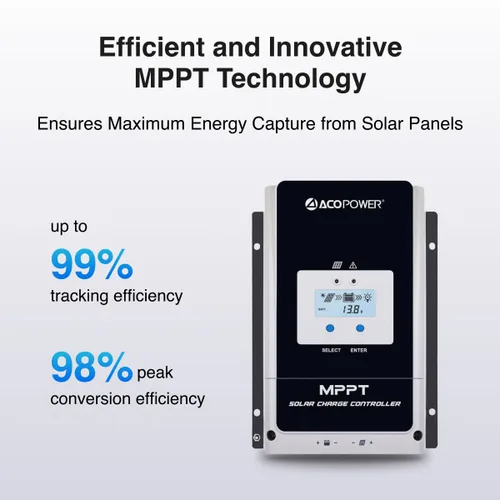 Vista 5 de ACOPOWER Controlador de carga solar MPPT 60A 12V/24V/36V/48VDC Voltaje del sistema automático Max.PV 150V Regulador de panel solar
