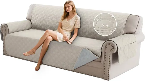 Vista 25 de PrinceDeco Funda para Silla y Sofá Impermeable Funda de Sillón Sofá Antideslizante Funda de Sofá Protector de Muebles con Correas Elásticas