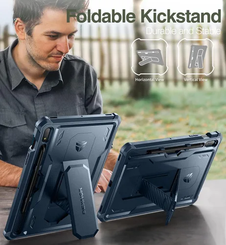 Vista 6 de Dexnor Funda para Galaxy Tab S8/S7 de 11 pulgadas, Protector de Pantalla Integrado y Soporte - Porta S Pen, Cubierta Protectora de Cuerpo Completo