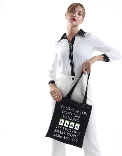 Vista 9 de MNIGIU Bolsa de lona Mahjong - Bolsa de regalo para amantes de Mahjong