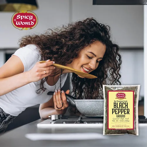 Vista 5 de Polvo de pimienta negra molida bolsa de 14 onzas – Table Grind – by Spicy World
