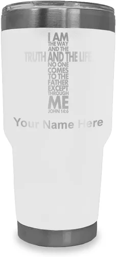 Vista 18 de LaserGram Vaso aislado al vacío de 20 onzas, versículo de la Biblia John 14-6, grabado personalizado incluido (negro) Engraved Gift for Christian