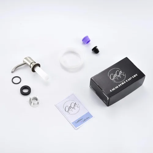 Vista 8 de GAGALIFE Dispensador de jabón empotrado en mostrador (níquel cepillado) para fregadero de cocina y kit de tubo de extensión, actualización