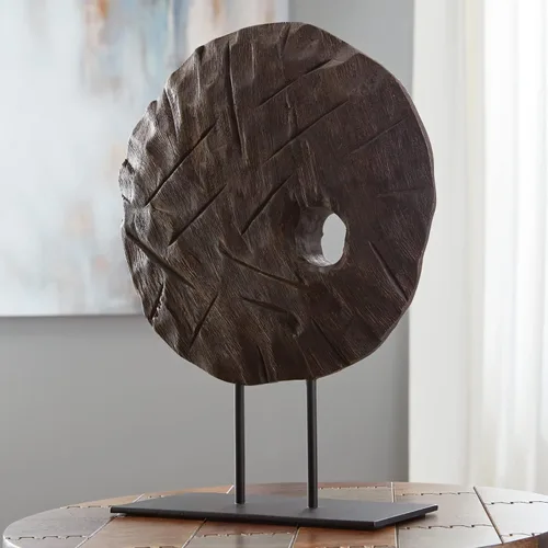 Vista 4 de Signature Design by Ashley Dashburn - Escultura casual de madera, color negro y marrón oscuro