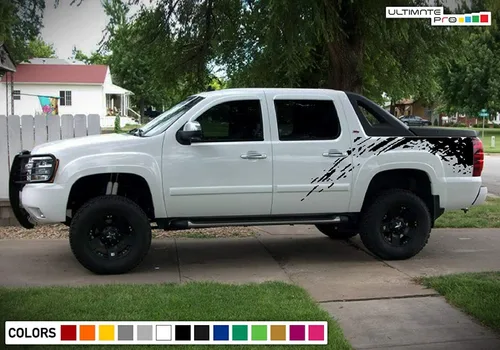 Vista 3 de Bubbles Designs Bed Mud Splash - Adhesivo de vinilo compatible con Chevrolet Avalanche 2007-2013 (negro)