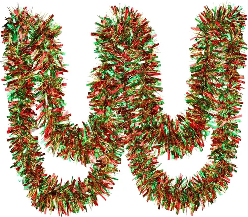 Vista 13 de Ceenna Guirnalda de oropel de Navidad de 150 pies, guirnalda metálica giratoria, brillante para colgar en el árbol de Navidad, suministros de Negro
