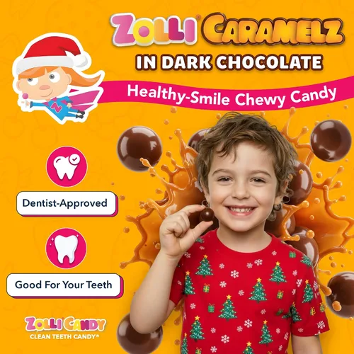 Vista 2 de Zolli Caramelz in Dark Chocolate - Caramelo sin azúcar, caramelo saludable apto para dieta keto y diabética, golosinas aprobadas por dentistas