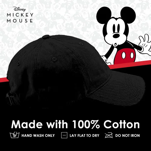Vista 6 de Concept One Disney Mickey Mouse - Gorro de algodón bordado, ajustable, con ala curvada
