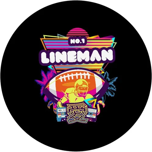 Vista 3 de Ofensiva defensiva Lineman cita retro Synthwave fútbol PopSockets intercambiables PopGrip