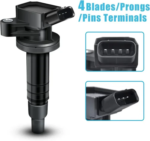 Vista 2 de MAS Juego de 4 bobinas de encendido y 4 bujías de iridio 4503 compatibles con Chevrolet Toyota Pontiac Prizm Corolla Vibe 1.8L L4 repuesto