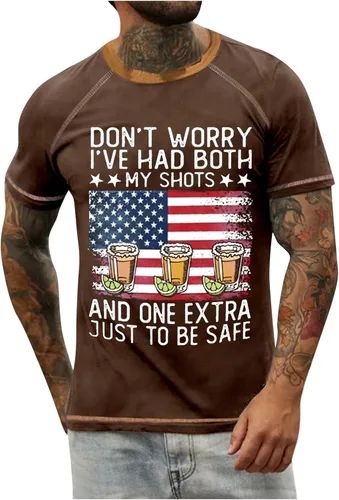 Vista 3 de Camisetas gráficas para hombre, camisetas retro de manga corta con cuello redondo y estampado de letras, camisetas de manga corta para hombre