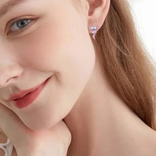 Vista 4 de Axolotl - Aretes de tuerca para mujer, de plata de ley 925, hipoalergénicos, joyería de animales