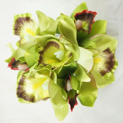 Vista 9 de Paquete de 7 tallos de orquídea Cymbidium de flores artificiales Bubblegum