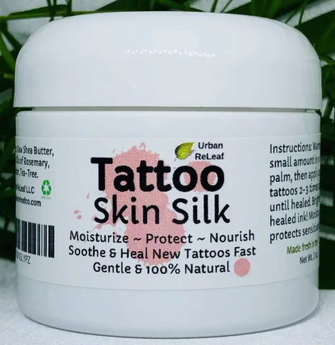 Vista 5 de Urban ReLeaf ¡Seda de piel de tatuaje! ¡Cura la tinta nueva rápido! ¡Ilumina los tatuajes viejos! Ungüento de crema de manteca de karité 100%