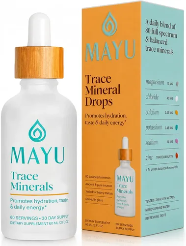Vista 10 de MAYU - Gotas minerales traza, más de 80 minerales iónicos para agua, 1 oz Cero metales pesados detectables, de gran sabor, con magnesio, potasio