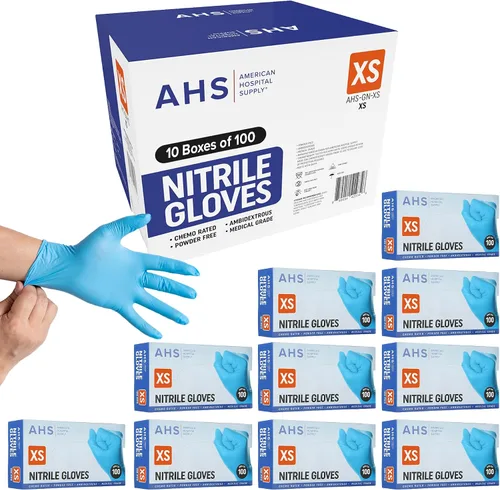 Vista 10 de American Hospital Supply Guantes de nitrilo, paquete de guantes de quimioterapia, sin polvo, de grado médico, guantes de examen Industrial