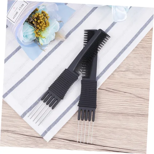 Vista 3 de Peine de acero inoxidable con punta de metal, peine para peinar el cabello, peine de elevación para el cabello, peine de elevación de pelo, peine