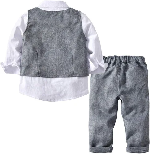 Vista 2 de Enterizo formal para bebé niño con esmoquin a cuadros para caballero
