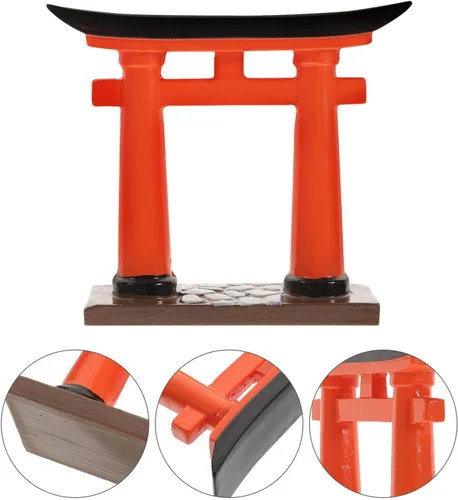 Vista 9 de NOLITOY Puerta Torii en miniatura, adorno de resina de estilo japonés, modelo de santuario sintoísta rojo para jardín zen, pecera, decoración