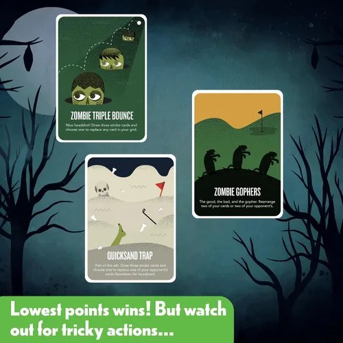 Vista 4 de The Golfing Dead - El mejor juego de cartas de zombies para la familia de 2 a 6 jugadores, ideal para adultos, parejas, adolescentes y niños a