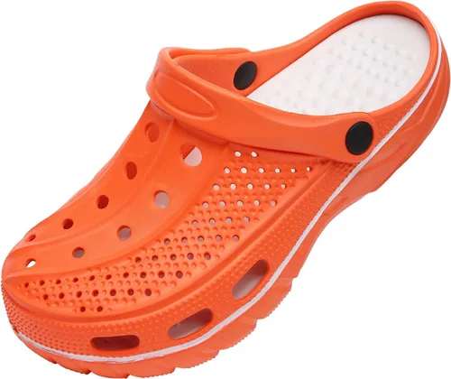 Vista 8 de ChayChax Zuecos con soporte de arco para hombre y mujer, zapatos de jardín, pantuflas antideslizantes para exteriores y playa con plantilla