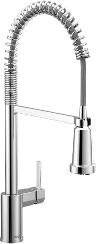 Vista 32 de Moen Align 5923BLS Grifo de cocina desplegable con resorte de una sola manija de acero inoxidable con aerosol desplegable y Power Boost, grifo