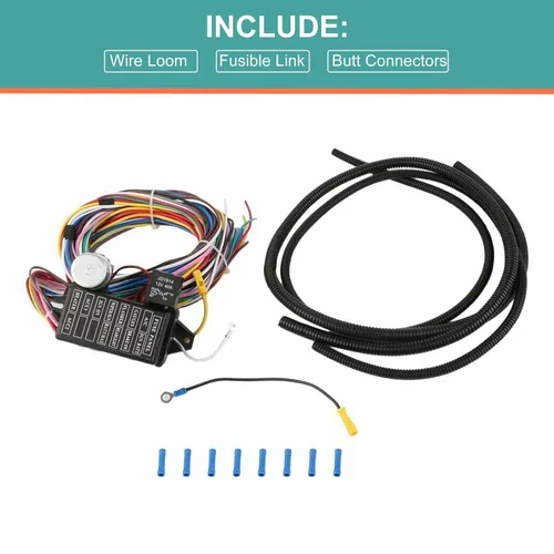 Vista 6 de Arnés universal de 12 cables de circuito apto para cables Muscle Car Hot Rod Street Rod XL