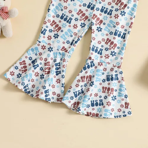 Vista 5 de oneflow Traje de bebé sin mangas para niñas del 4 de julio, enterizo acampanado lindo de Estados Unidos patriótico