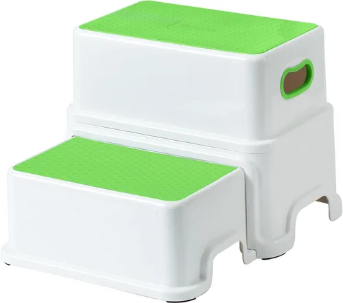 Vista 9 de Victostar Taburete de 2 pasos para niños, taburete antideslizante resistente para niños pequeños de dos pasos para entrenamiento de inodoro, baño