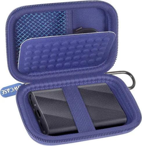 Vista 12 de GWCASE - Funda para Samsung T9/T7/T7 Shield SSD, antigolpes, color negro Anti-Shock Bubble Lining; Elastic Band + Carabiner; Mesh Pocket for