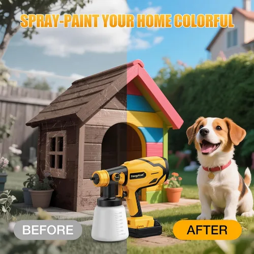 Vista 3 de Pulverizador de pintura inalámbrico para batería Dewalt de 20 V, pulverizador de pintura sin escobillas de 600 W con contenedor de 1000 lúmenes
