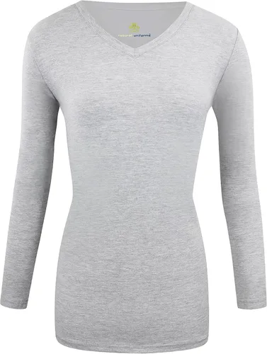 Vista 21 de Natural Uniforms - Camiseta de manga larga con cuello en V para mujer, para usar debajo de la ropa quirúrgica Aguamarina