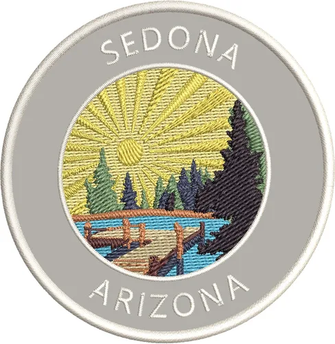 Vista 3 de Lake Dock - Sedona - Arizona - Bordado de 3.5 pulgadas para planchar o coser, parches decorativos para vacaciones, aventura, tema novedoso