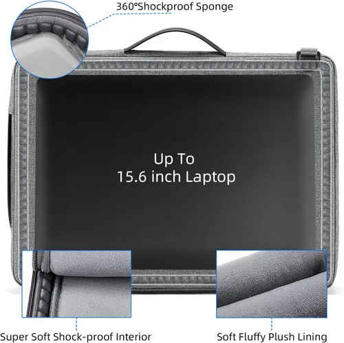 Vista 3 de TUDEQU Bolsa para laptop de 15.6 pulgadas con correa, bolsa de computadora, funda para portátil, funda para laptop, bolsa de hombro para computadora