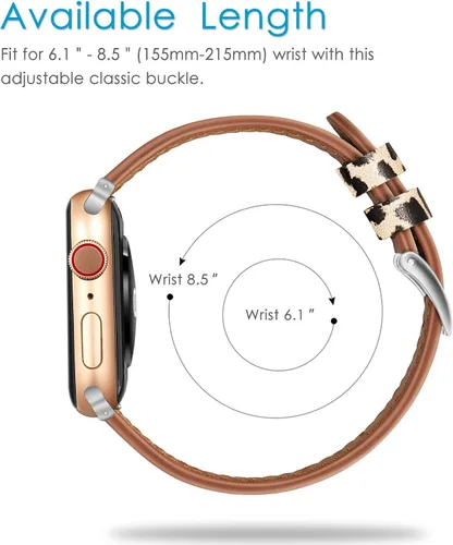 Vista 6 de FINTIE Correas compatibles con Apple Watch, correa de repuesto de cuero genuino para iWatch