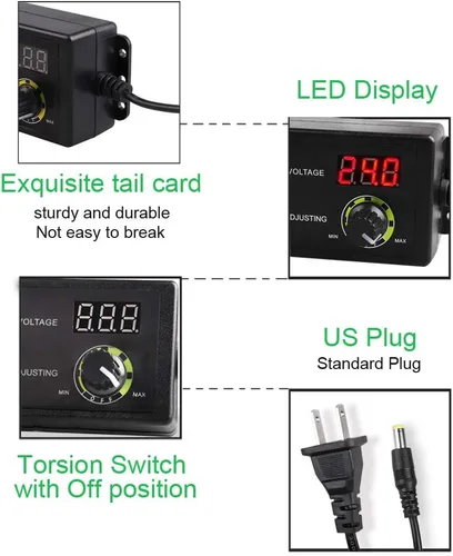 Vista 3 de 3V - 24V 1.5A 36W Kit de fuente de alimentación DC ajustable universal adaptador de CA Control de velocidad Pantalla de voltios Interruptor