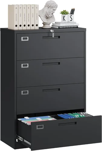 Vista 17 de Yizosh Archivador de 2 cajones con cerradura, gabinete de almacenamiento de archivos de oficina con bloqueo de metal con cajones, organizador