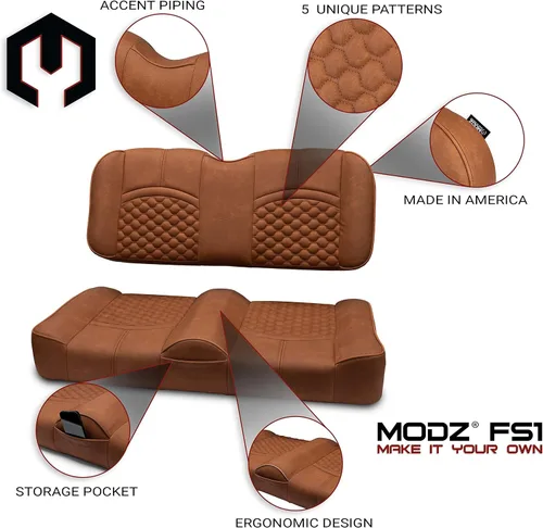 Vista 2 de MODZ® FS1 Custom Golf Cart Asiento Delantero para Yamaha Drive2 - [2017-Up] - [Añadir $40] - Base de óxido - Patrón Cobra