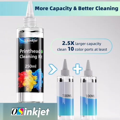 Vista 2 de Kit de limpieza de cabezal de impresión Osinkjet para Epson, 250ml. Kit de limpieza de impresora para HP, solución de limpieza de cabezal