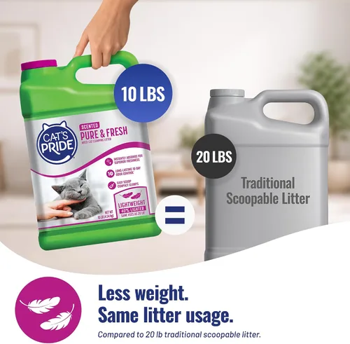 Vista 3 de Cat's Pride Arena aglutinante ligera de primera calidad: pura y fresca, hasta 10 días de potente control de olores, para varios gatos, perfumada, 10