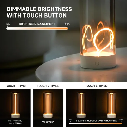 Vista 3 de AUGE LIGHT Lámpara de Escritorio Minimalista Inalámbrica Lámparas de Mesa LED Recargables Modernas Luces de Mesa de Noche Regulables con 3 Niveles