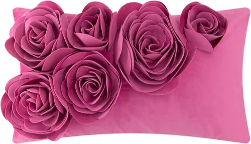 Vista 12 de JWH Funda de almohada decorativa de flores 3D, hecha a mano, funda de almohada floral de terciopelo suave, cojín lumbar para cama, sala de estar
