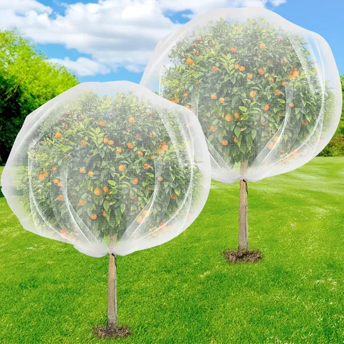 Vista 9 de Red para árboles frutales de 6 x 7 pies, cubierta de malla ultrafina para árbol de insectos de jardín con cordón, barrera transparente para plantas