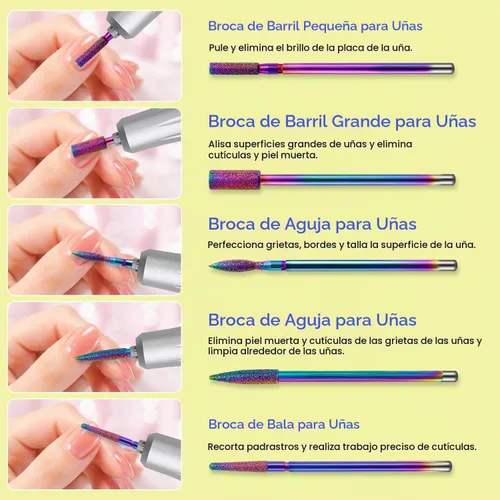 Vista 2 de Juego de 6 brocas para cutículas con 20 bandas de lijado pequeñas Varios